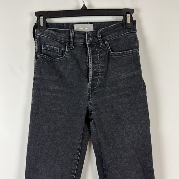 EVERLANE High Rise Slim Straight Cigarette Jeans Size 26 Black - Picture 3 of 11